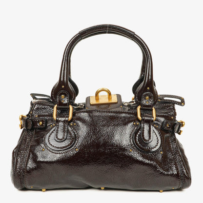 Chloe Paddington Dunkelbraune Lackleder Aktentasche