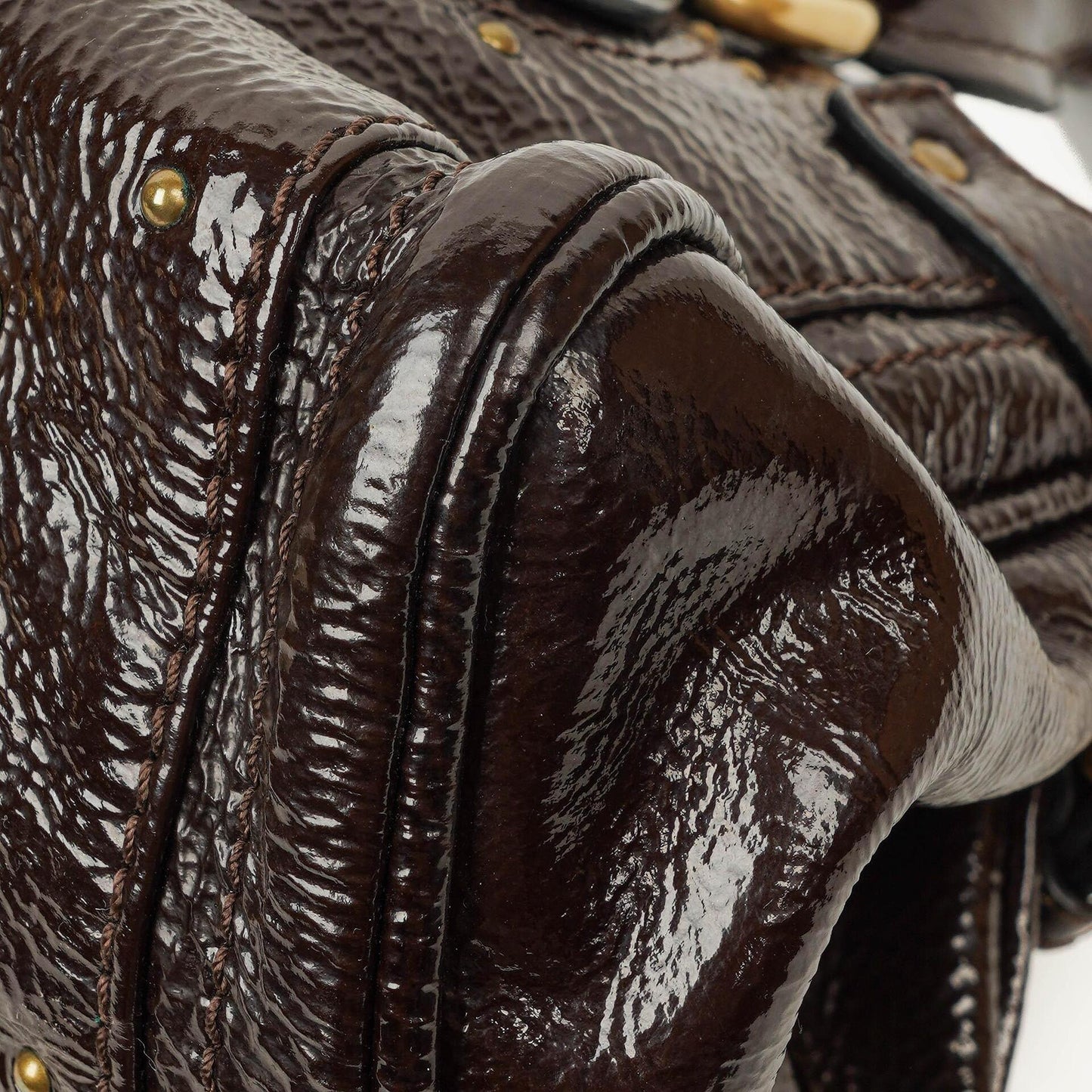 Chloe Paddington Dunkelbraune Lackleder Aktentasche