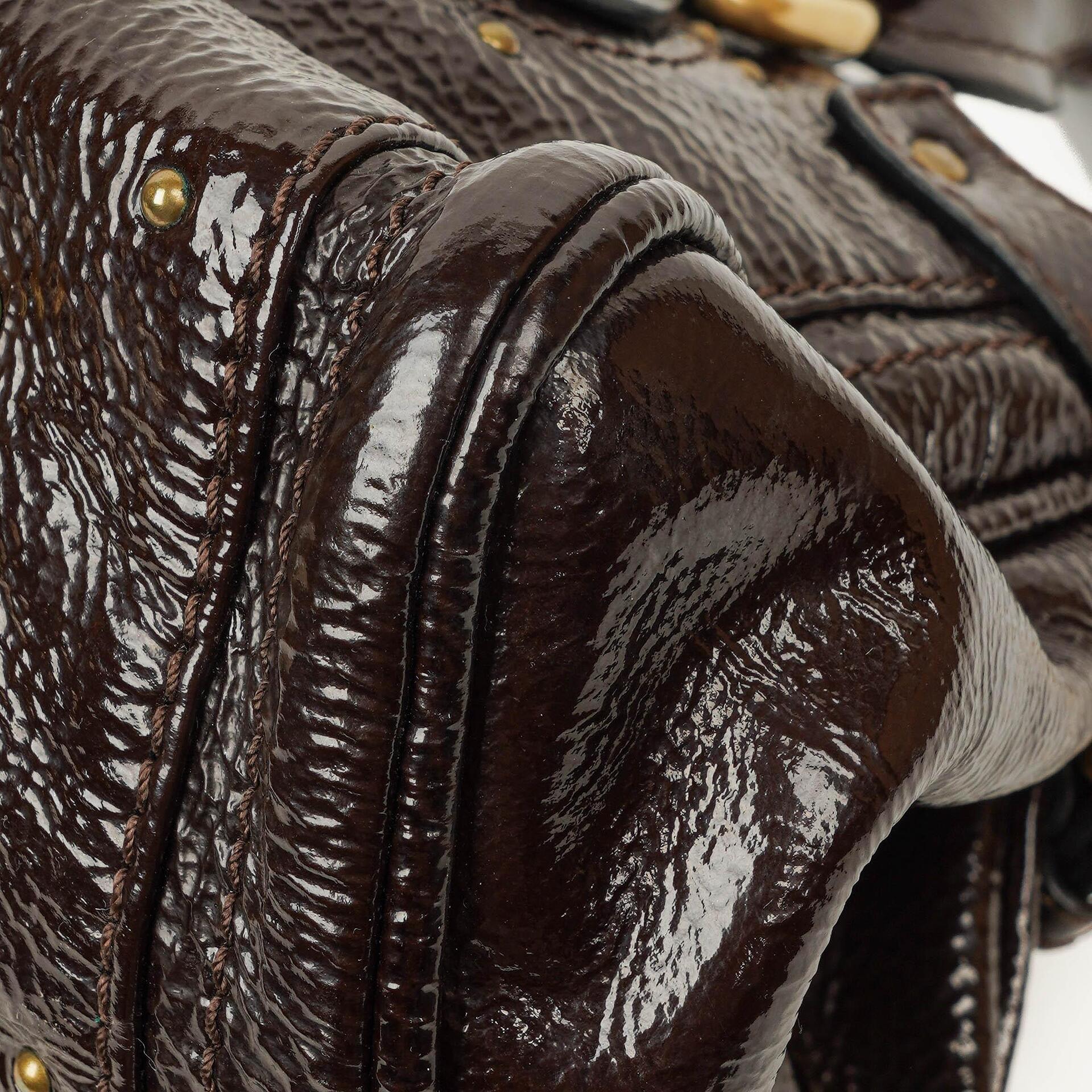 Chloe Paddington Dunkelbraune Lackleder Aktentasche