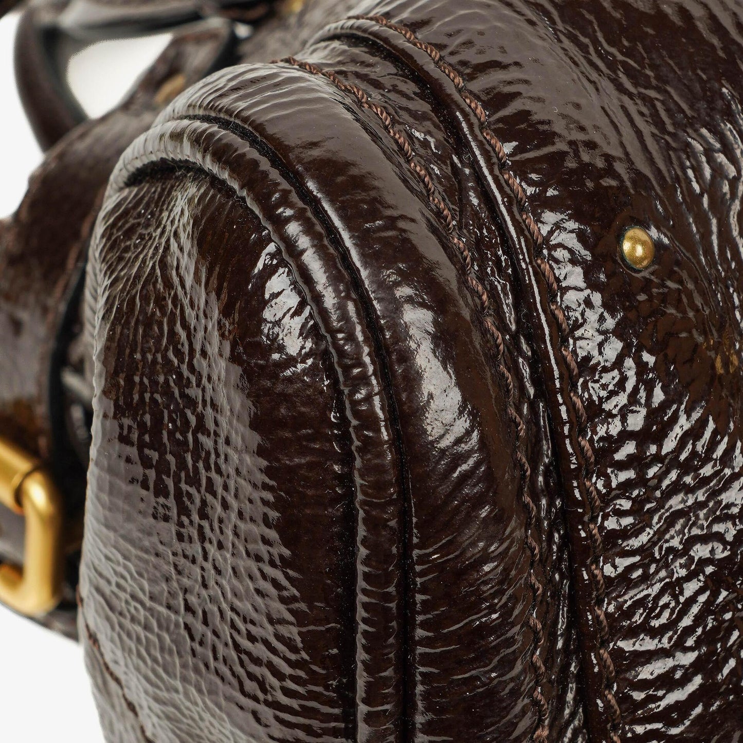 Chloe Paddington Dunkelbraune Lackleder Aktentasche