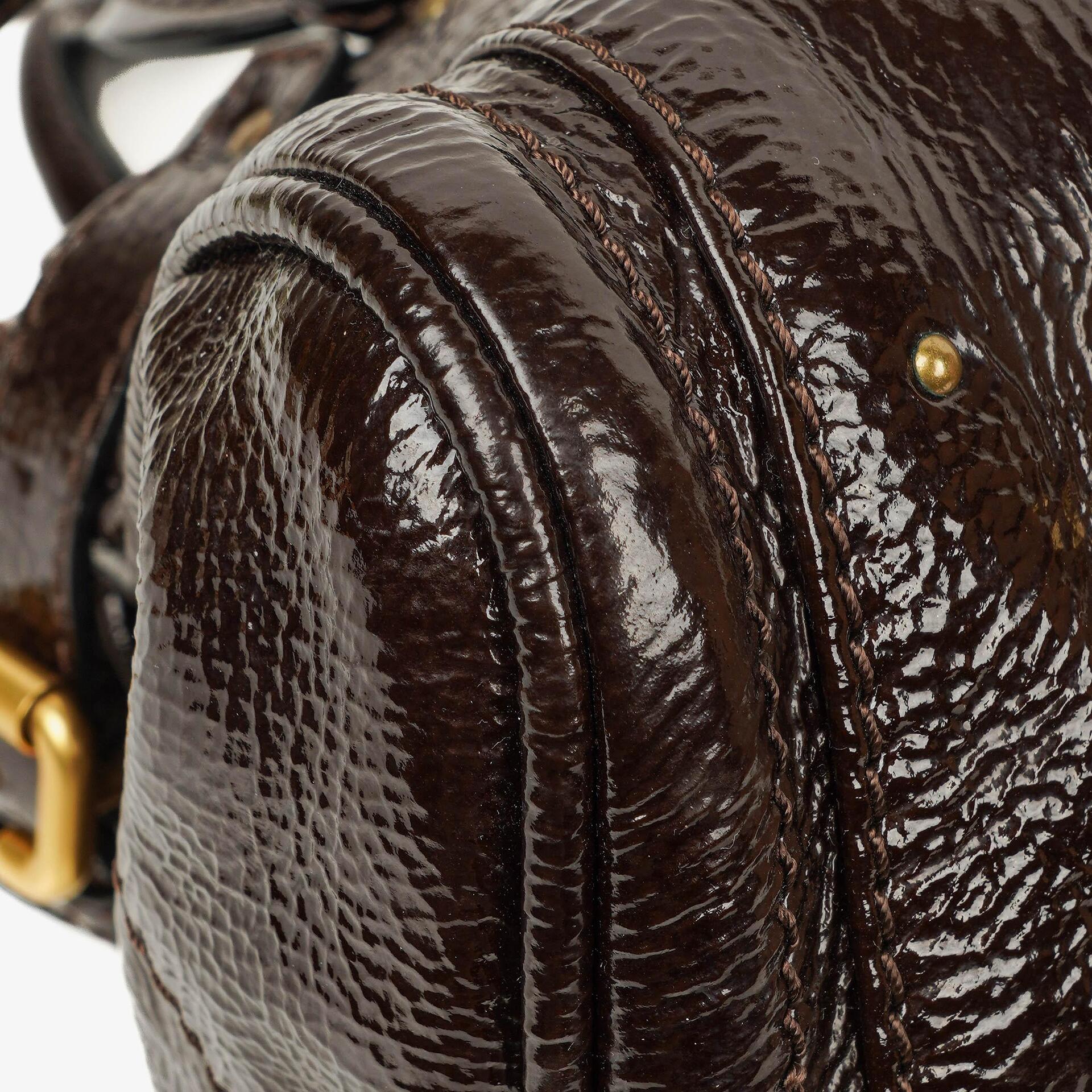 Chloe Paddington Dunkelbraune Lackleder Aktentasche