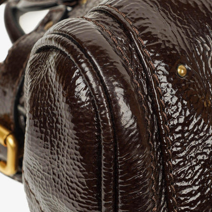 Chloe Paddington Dunkelbraune Lackleder Aktentasche