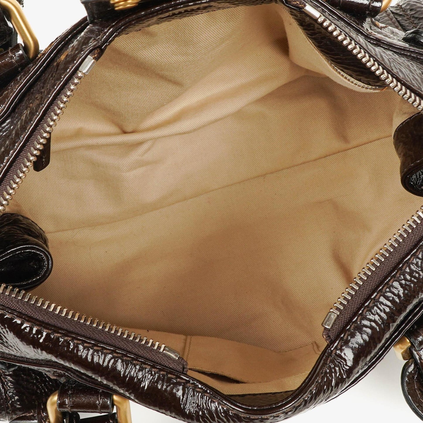 Chloe Paddington Dunkelbraune Lackleder Aktentasche