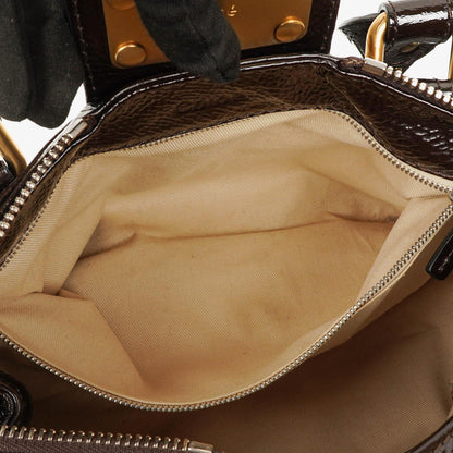Chloe Paddington Dunkelbraune Lackleder Aktentasche