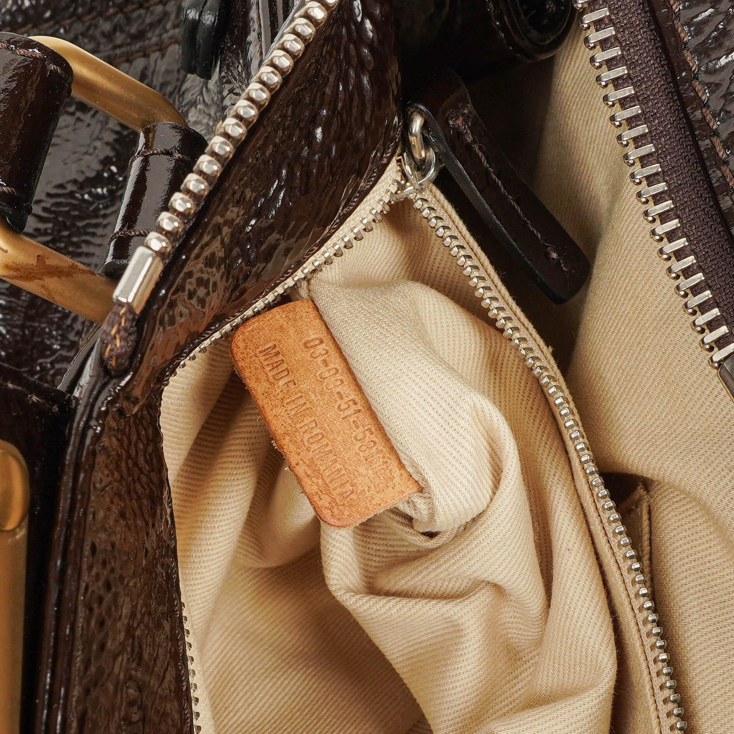 Chloe Paddington Dunkelbraune Lackleder Aktentasche