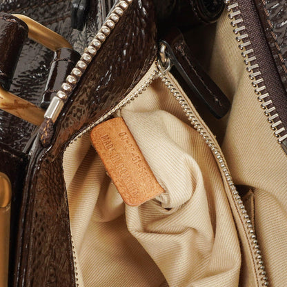 Chloe Paddington Dunkelbraune Lackleder Aktentasche