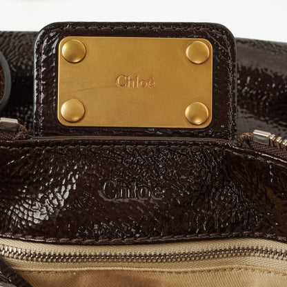 Chloe Paddington Dunkelbraune Lackleder Aktentasche