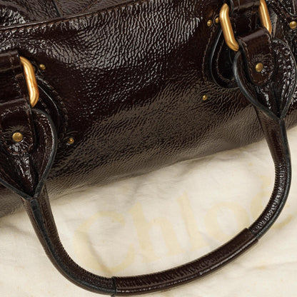 Chloe Paddington Dunkelbraune Lackleder Aktentasche