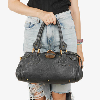Chloe Paddington Satchel Tasche aus grauem Kalbsleder