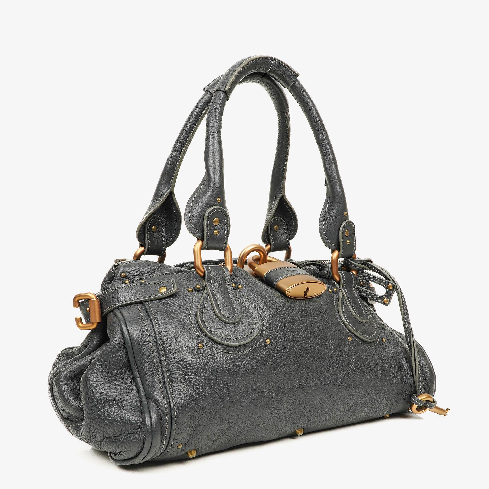 Chloe Paddington Satchel Tasche aus grauem Kalbsleder