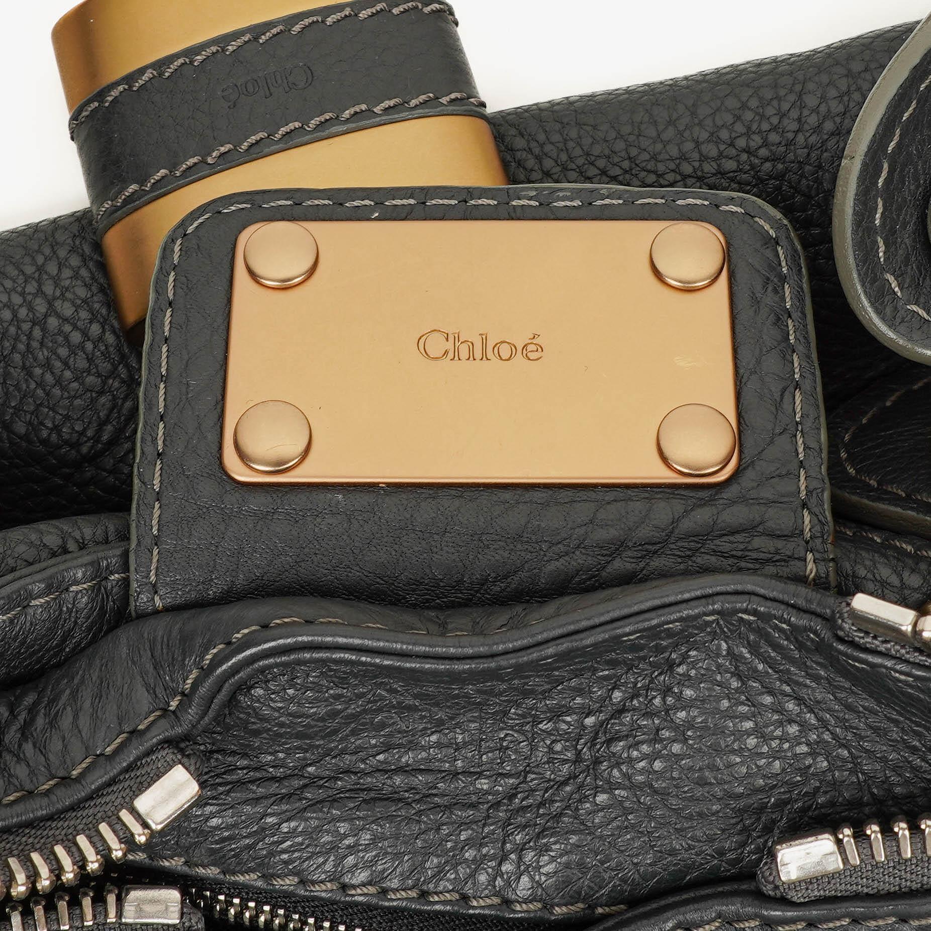 Chloe Paddington Satchel Tasche aus grauem Kalbsleder