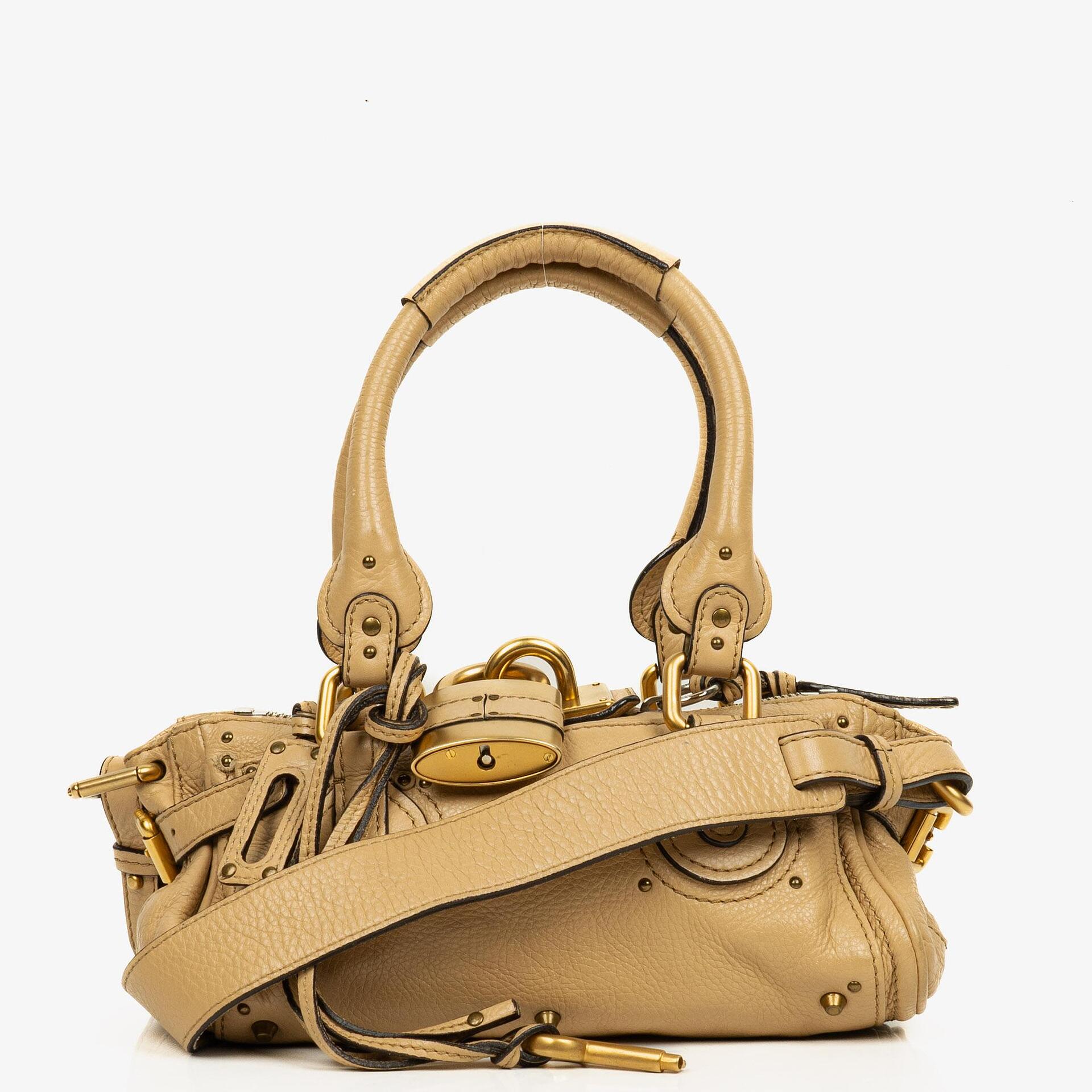 Chloe Paddington Kleine Satchel-Tasche aus beigem Kalbsleder