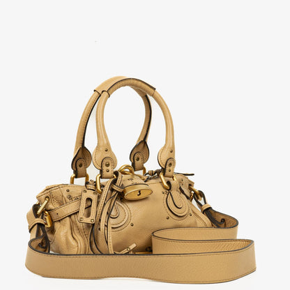 Chloe Paddington Kleine Satchel-Tasche aus beigem Kalbsleder