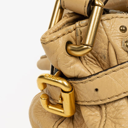 Chloe Paddington Kleine Satchel-Tasche aus beigem Kalbsleder