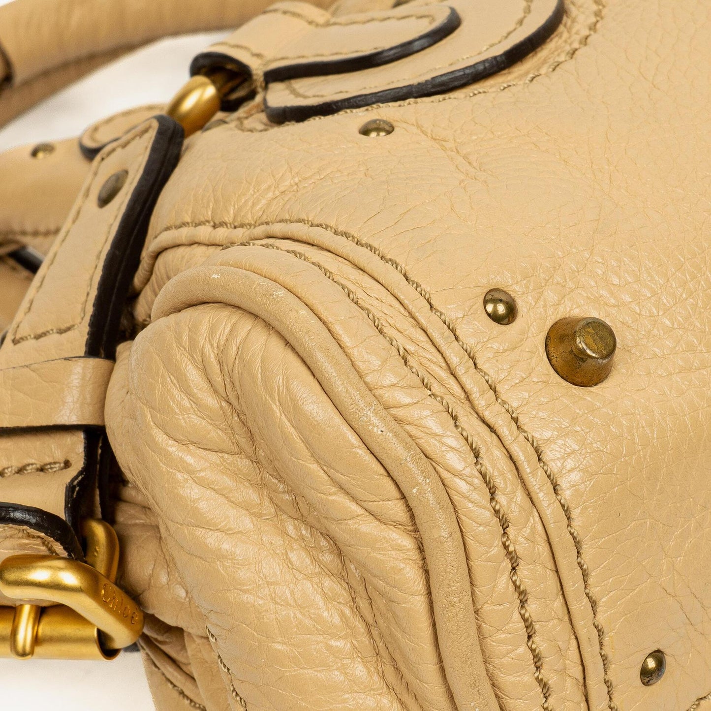 Chloe Paddington Kleine Satchel-Tasche aus beigem Kalbsleder