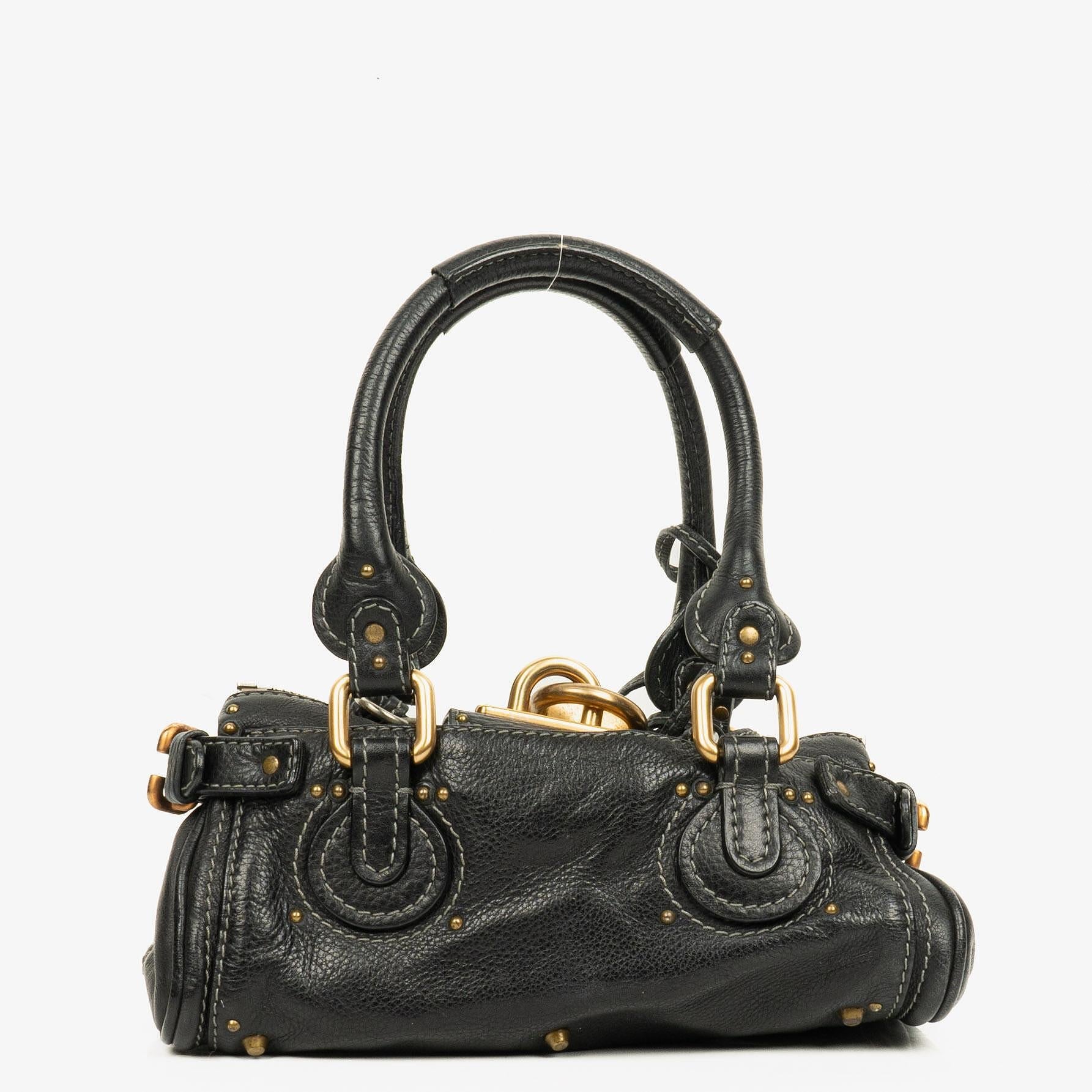 Chloe Paddington Kleine Satchel-Tasche aus schwarzem Kalbsleder