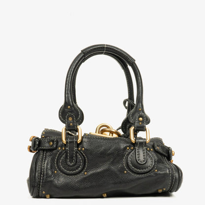 Chloe Paddington Kleine Satchel-Tasche aus schwarzem Kalbsleder
