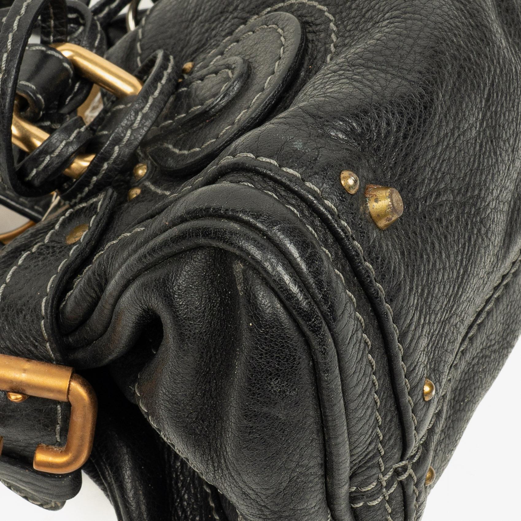 Chloe Paddington Kleine Satchel-Tasche aus schwarzem Kalbsleder