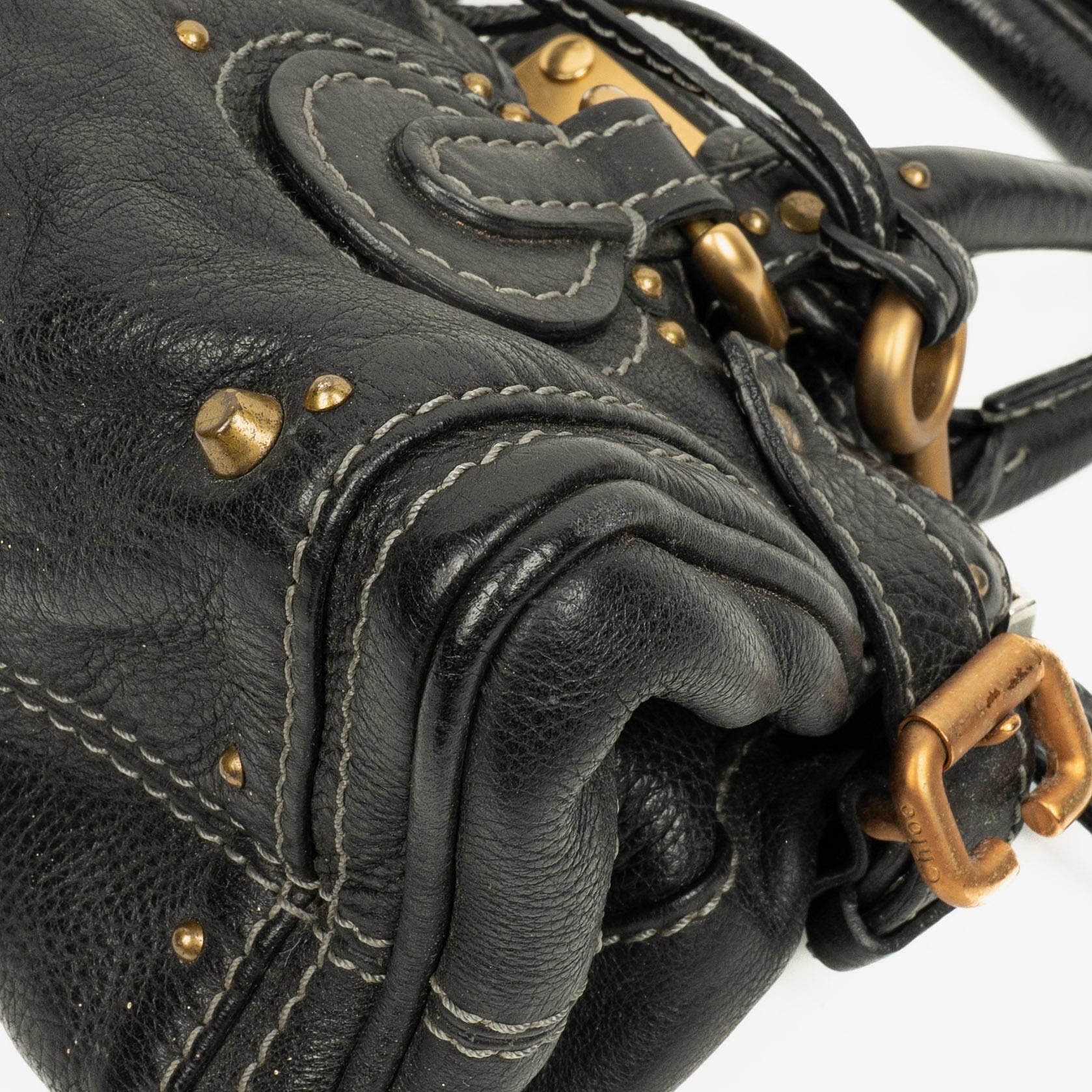Chloe Paddington Kleine Satchel-Tasche aus schwarzem Kalbsleder