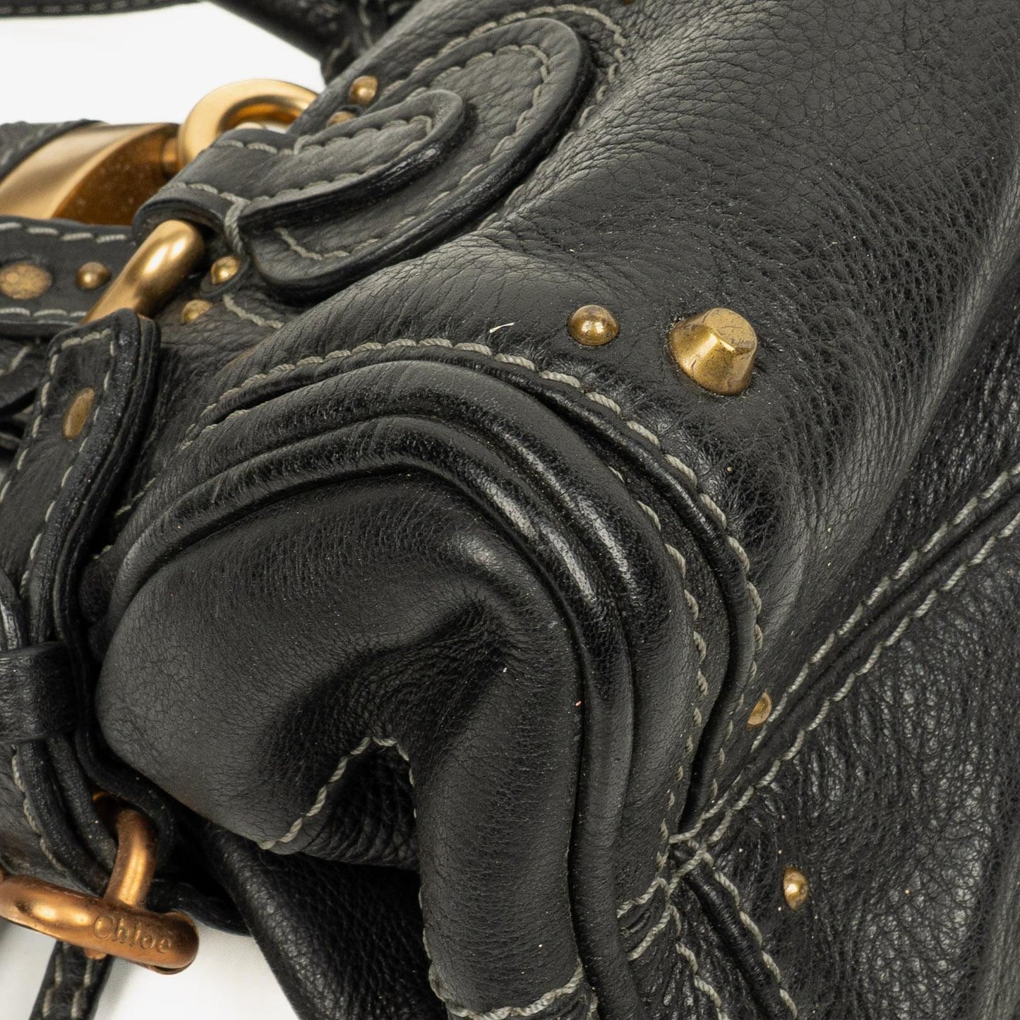 Chloe Paddington Kleine Satchel-Tasche aus schwarzem Kalbsleder