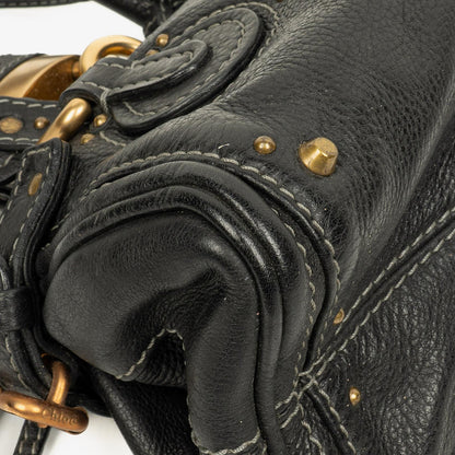 Chloe Paddington Kleine Satchel-Tasche aus schwarzem Kalbsleder