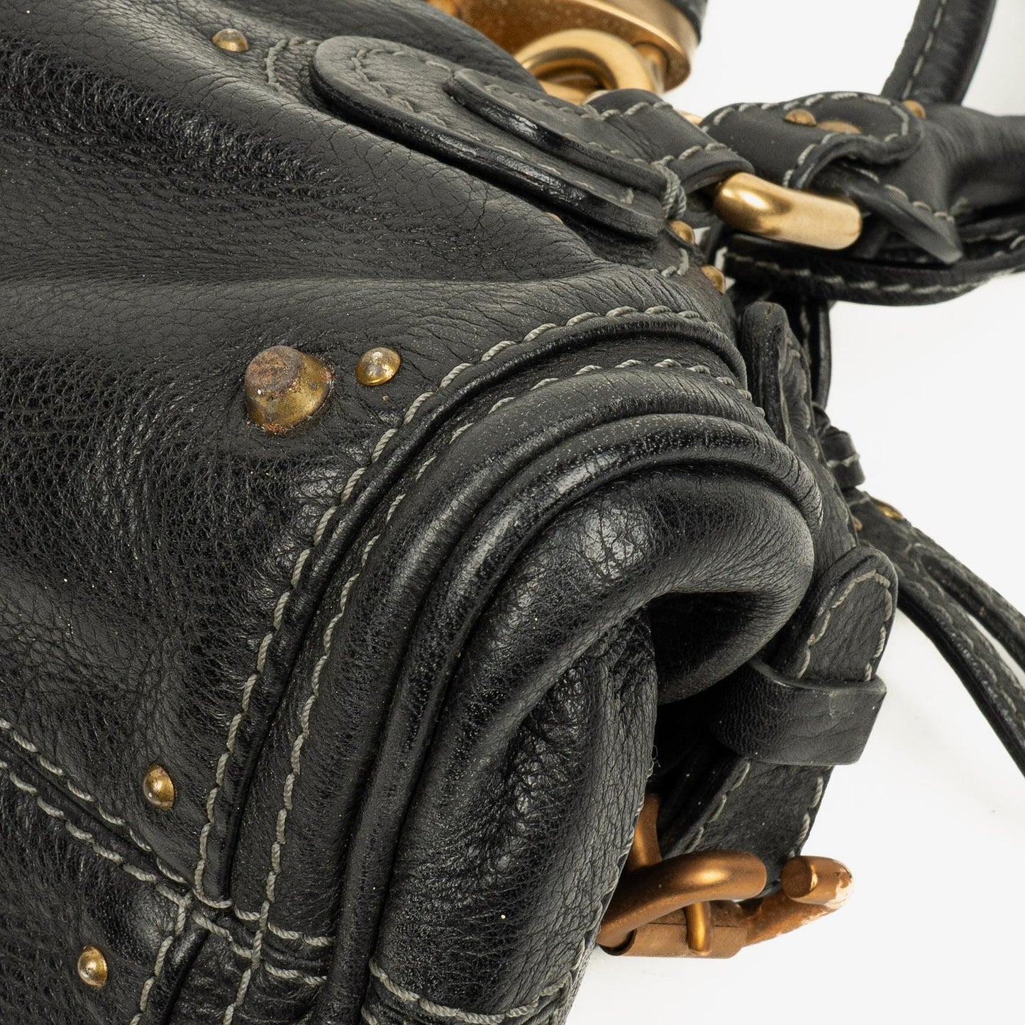 Chloe Paddington Kleine Satchel-Tasche aus schwarzem Kalbsleder