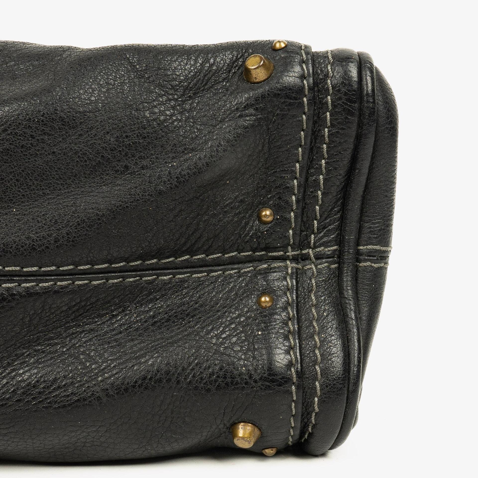 Chloe Paddington Kleine Satchel-Tasche aus schwarzem Kalbsleder
