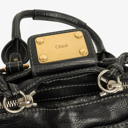 Chloe Paddington Kleine Satchel-Tasche aus schwarzem Kalbsleder