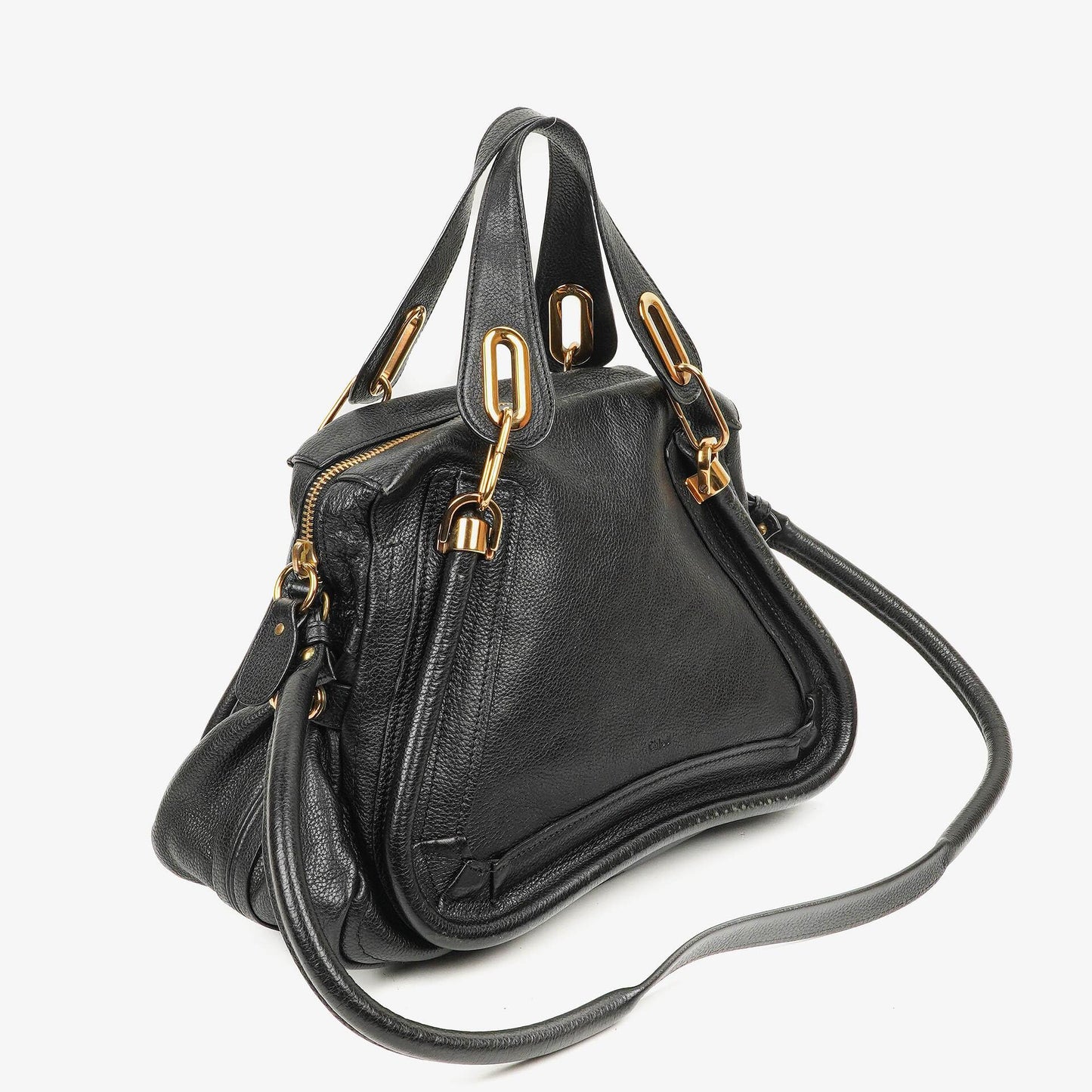 Chloé Paraty Medium Tasche aus schwarzem Kalbsleder