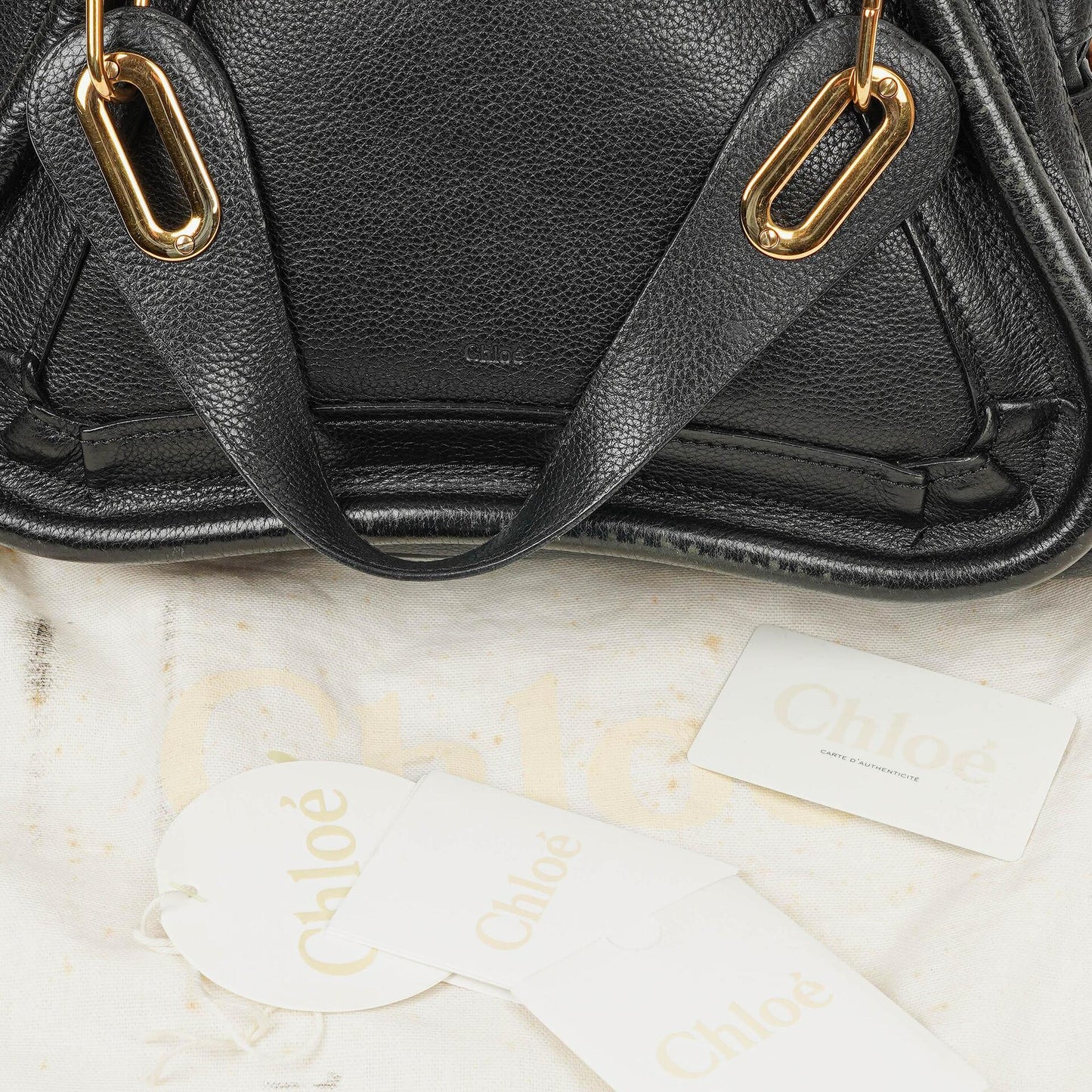 Chloé Paraty Medium Tasche aus schwarzem Kalbsleder