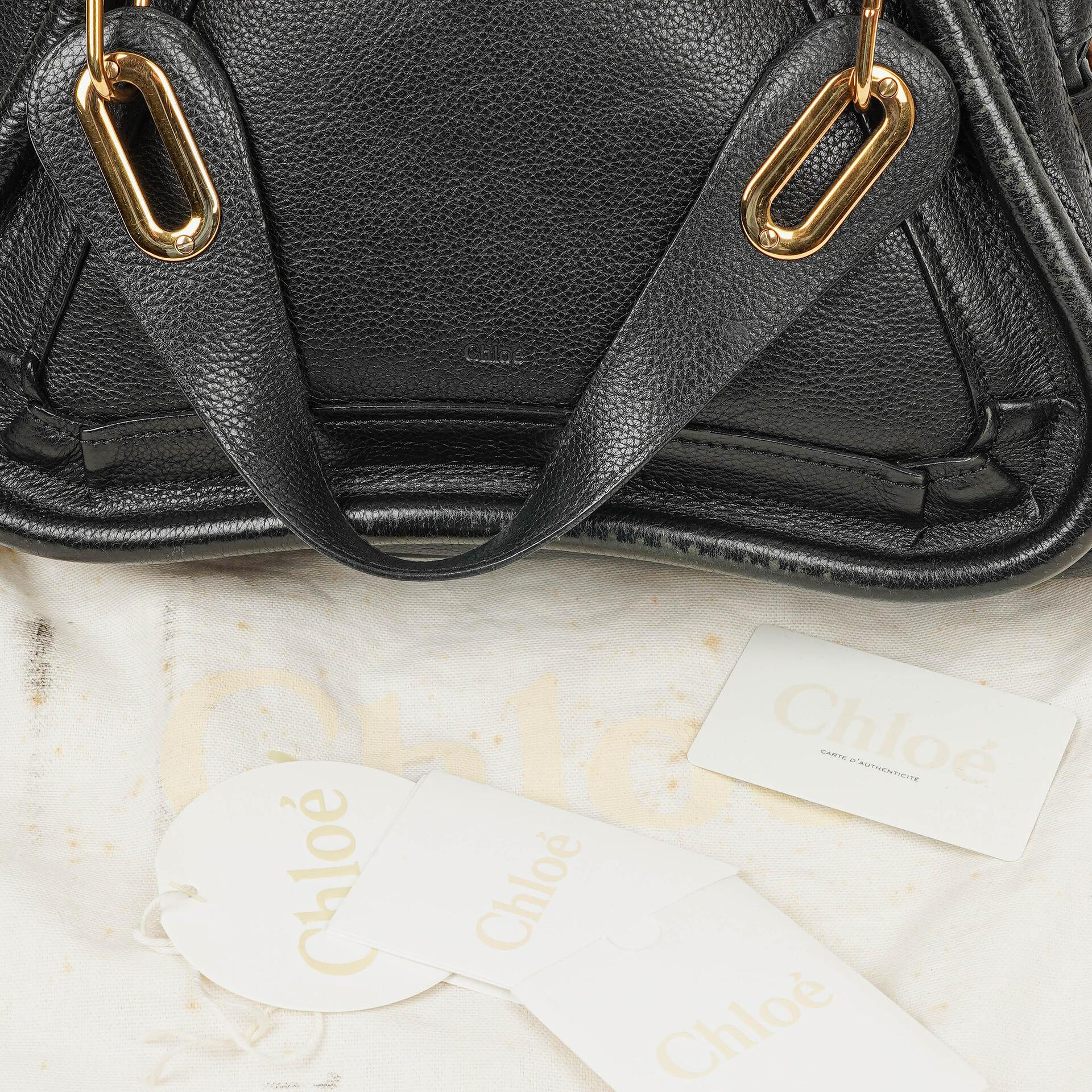 Chloé Paraty Medium Tasche aus schwarzem Kalbsleder