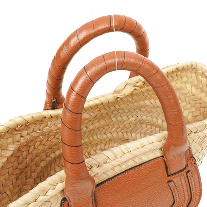 Chloe Raffia Mini Marcie Narbiges Kalbsleder Tan Korb