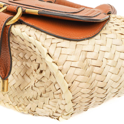 Chloe Raffia Mini Marcie Narbiges Kalbsleder Tan Korb