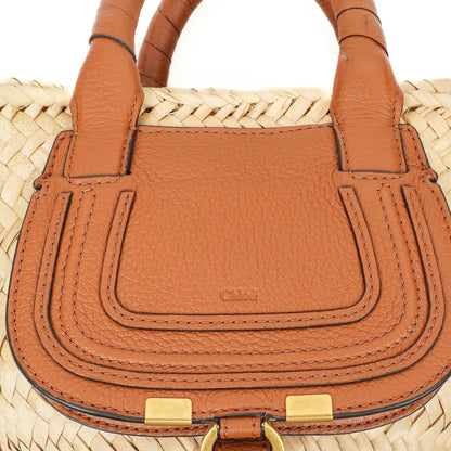 Chloe Raffia Mini Marcie Narbiges Kalbsleder Tan Korb
