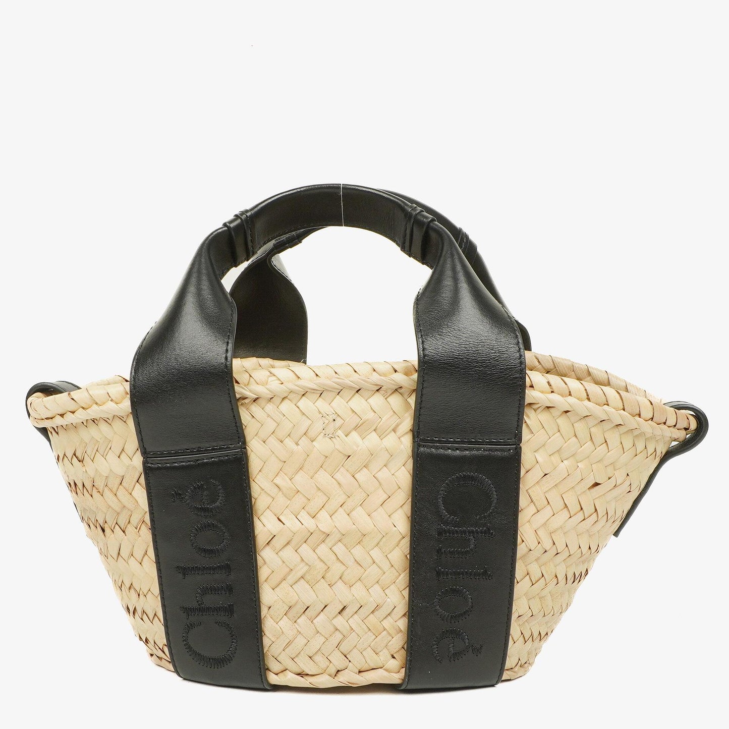 Chloe Small Sense Korbtasche aus Raffia und glattem Kalbsleder