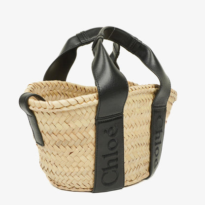 Chloe Small Sense Korbtasche aus Raffia und glattem Kalbsleder