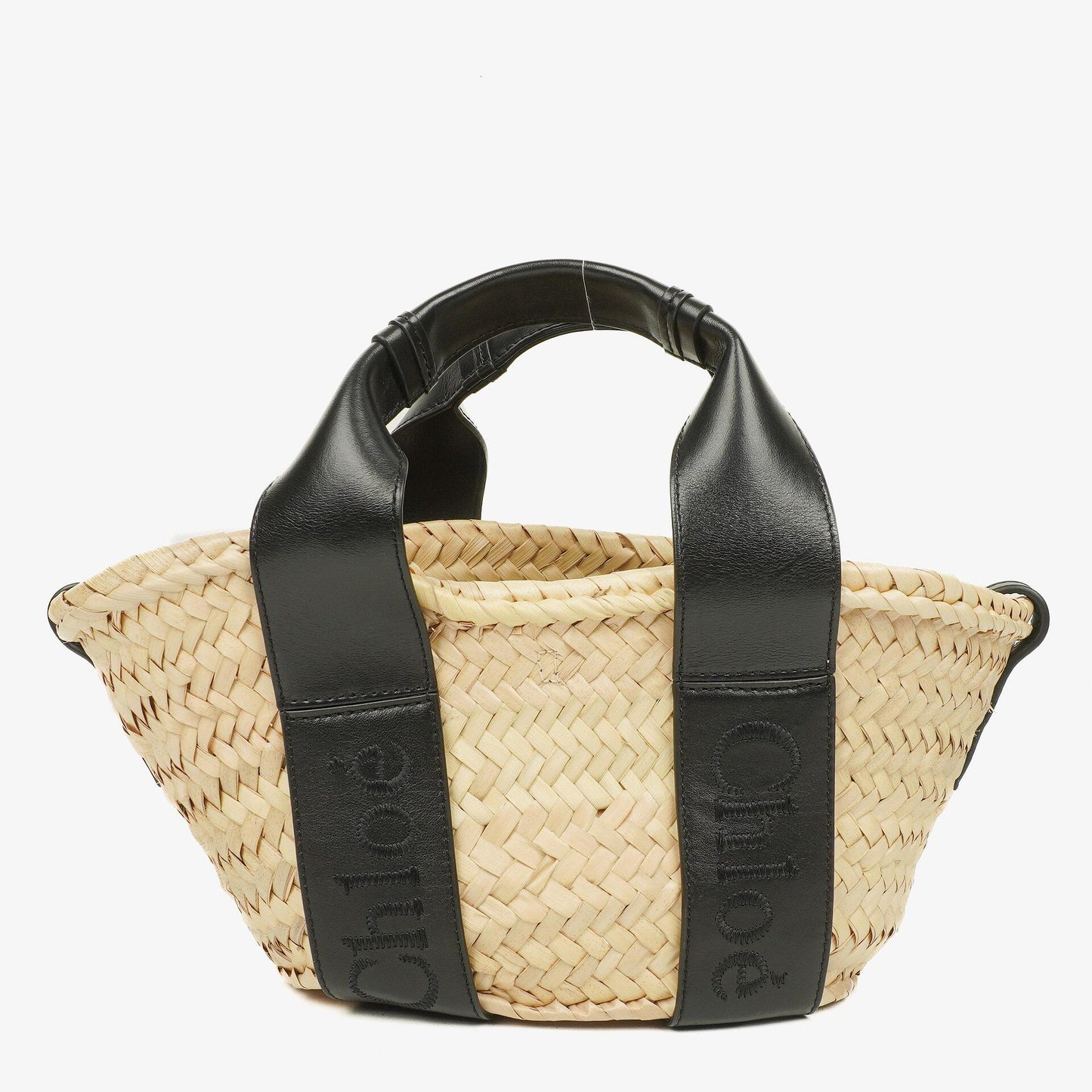 Chloe Small Sense Korbtasche aus Raffia und glattem Kalbsleder