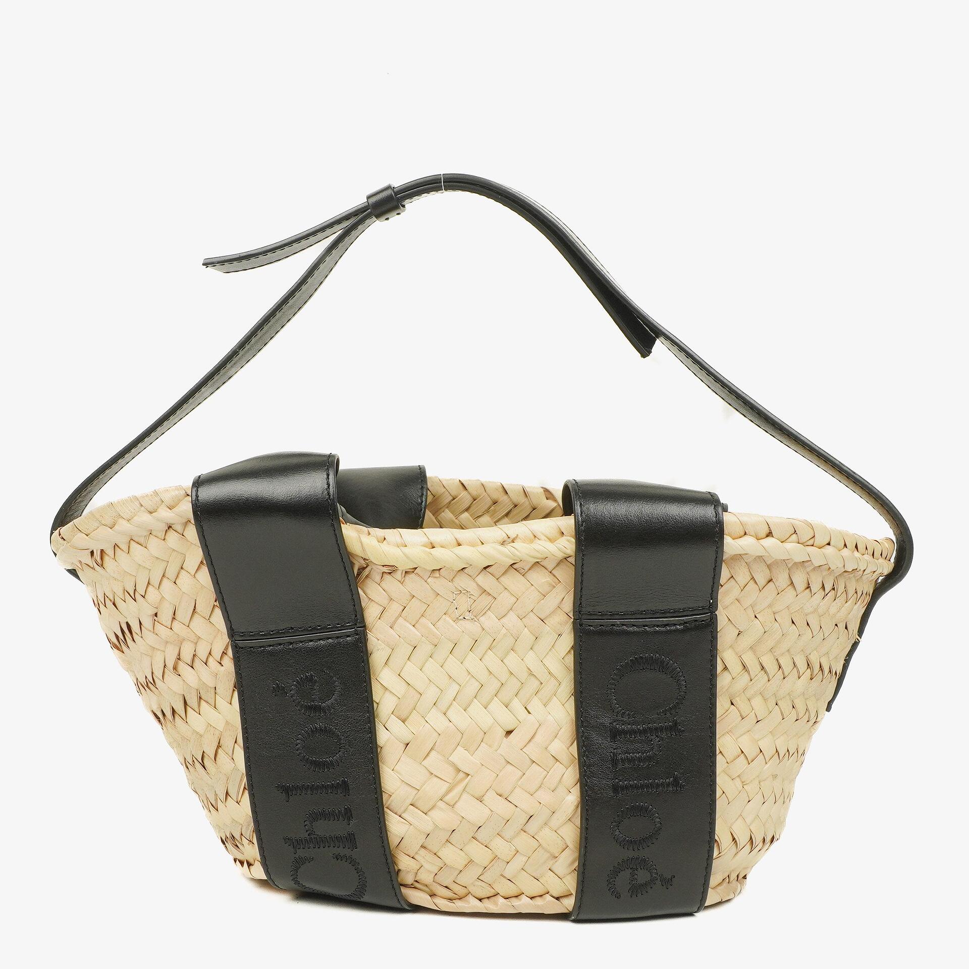 Chloe Small Sense Korbtasche aus Raffia und glattem Kalbsleder