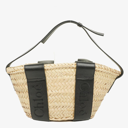 Chloe Small Sense Korbtasche aus Raffia und glattem Kalbsleder