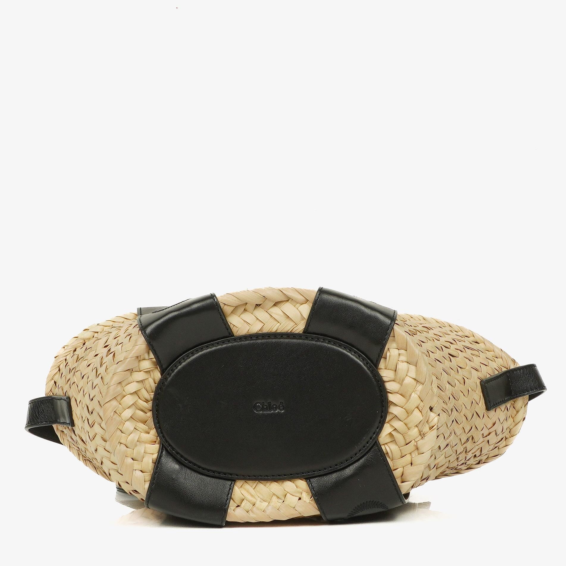 Chloe Small Sense Korbtasche aus Raffia und glattem Kalbsleder