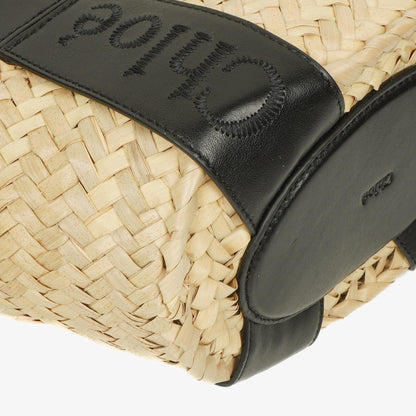 Chloe Small Sense Korbtasche aus Raffia und glattem Kalbsleder