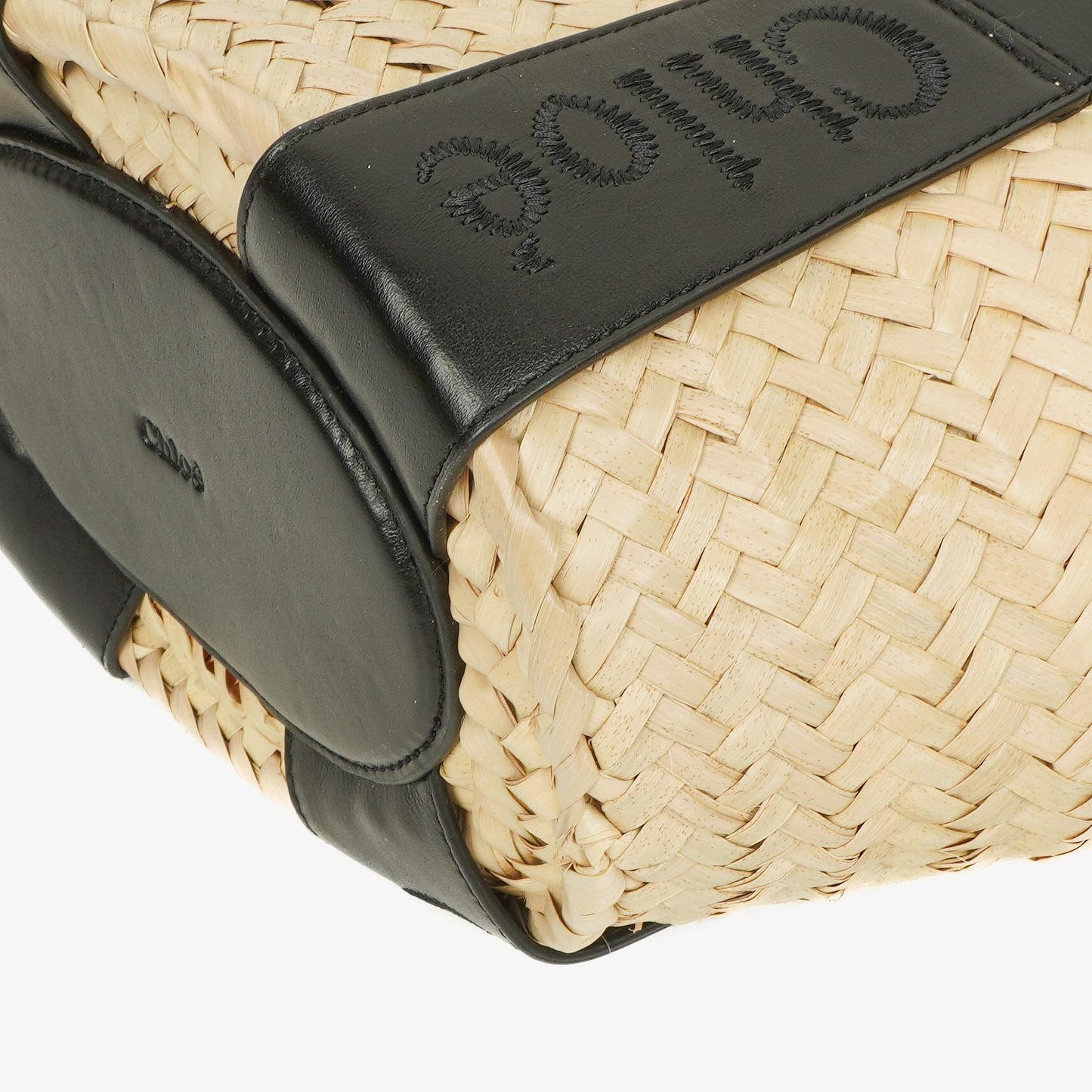 Chloe Small Sense Korbtasche aus Raffia und glattem Kalbsleder