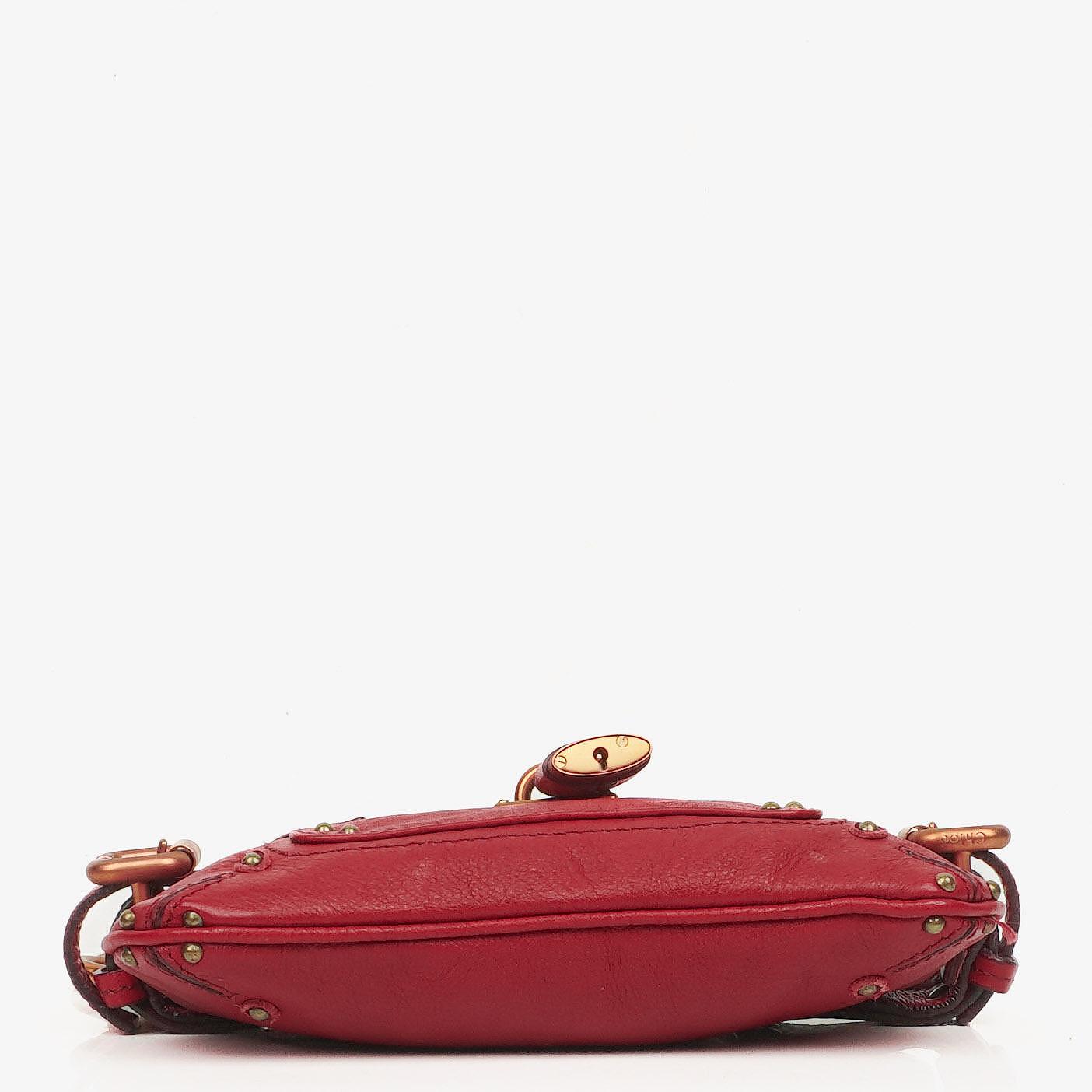 Chloe Paddington Pochette Tasche aus rotem Leder