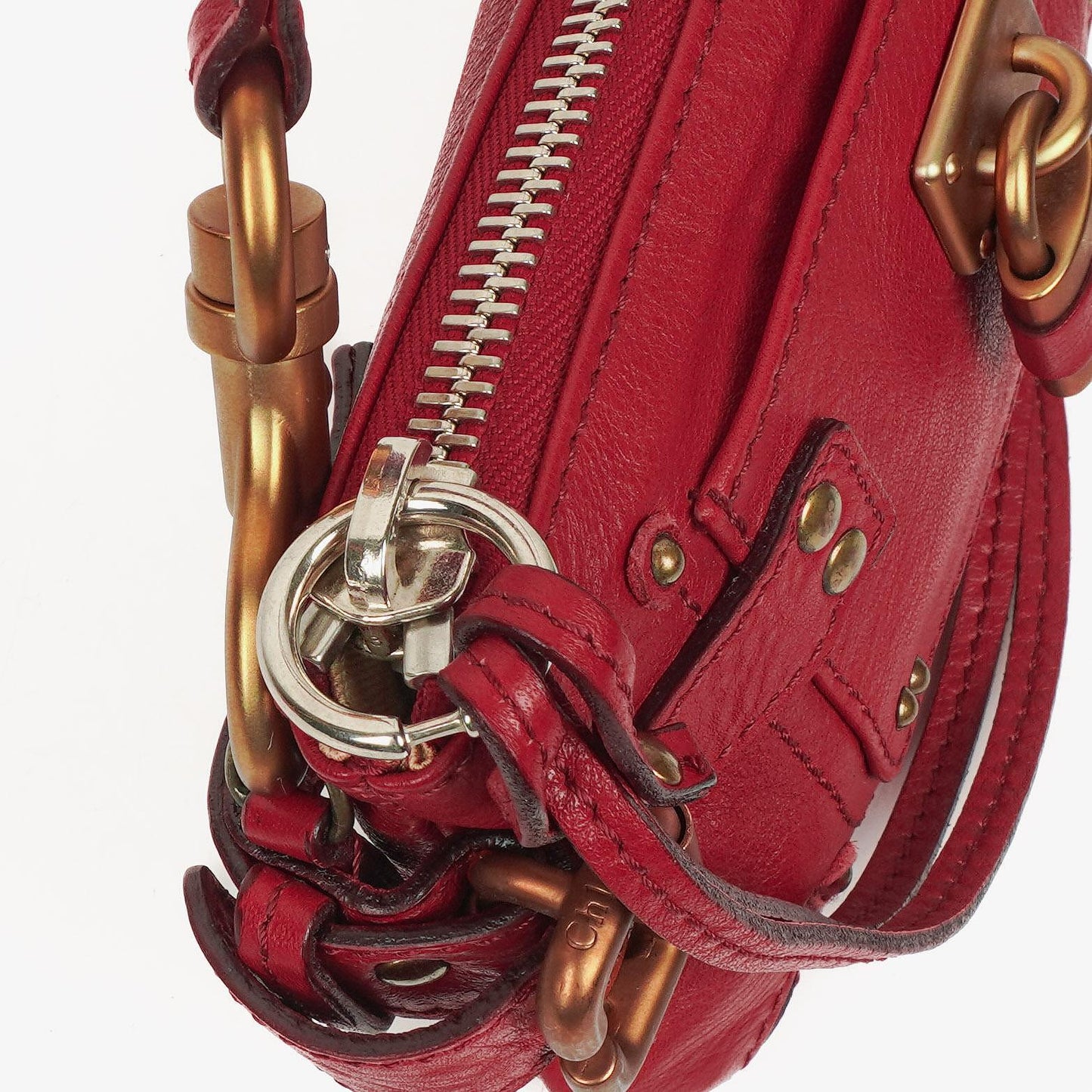 Chloe Paddington Pochette Tasche aus rotem Leder