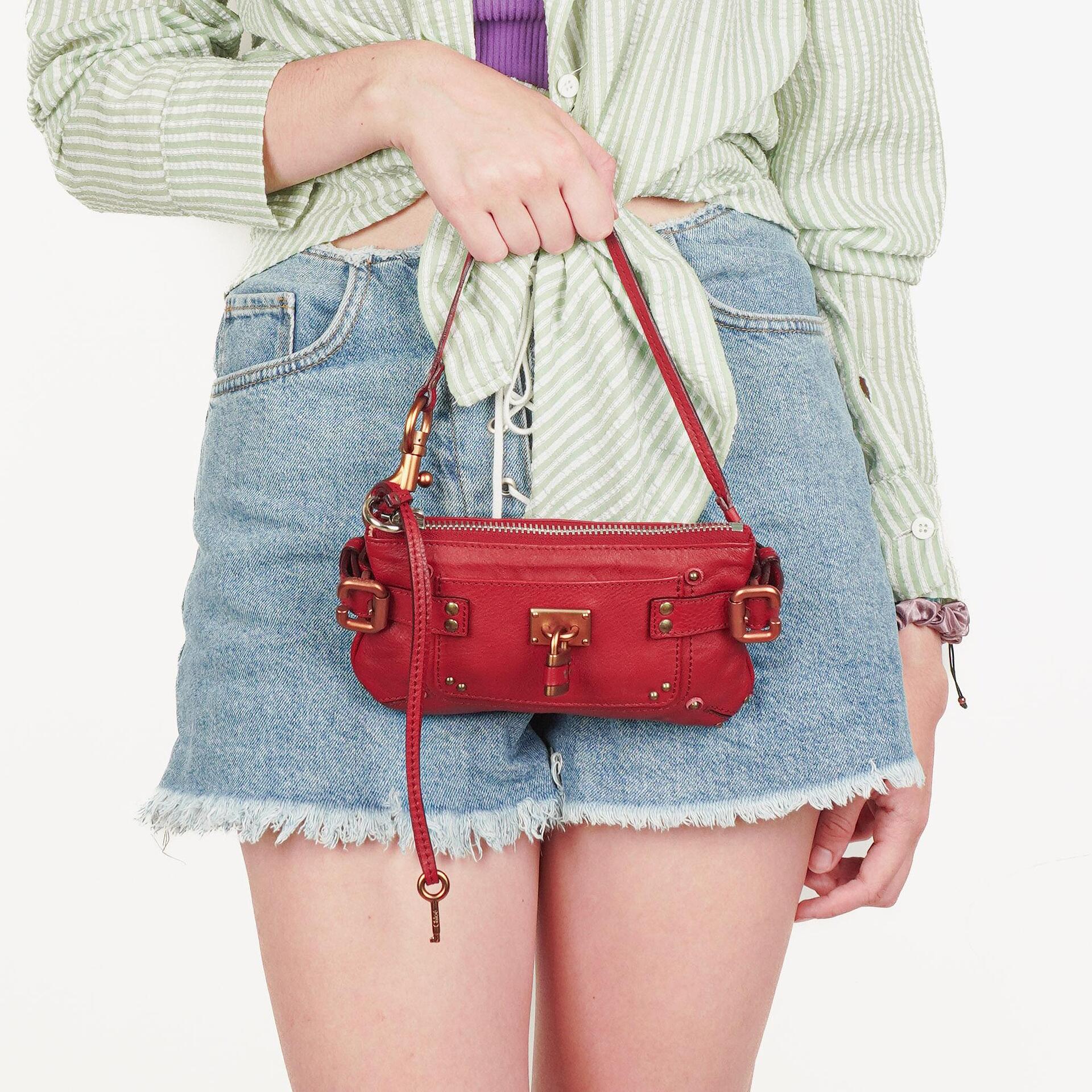 Chloe Paddington Pochette Tasche aus rotem Leder