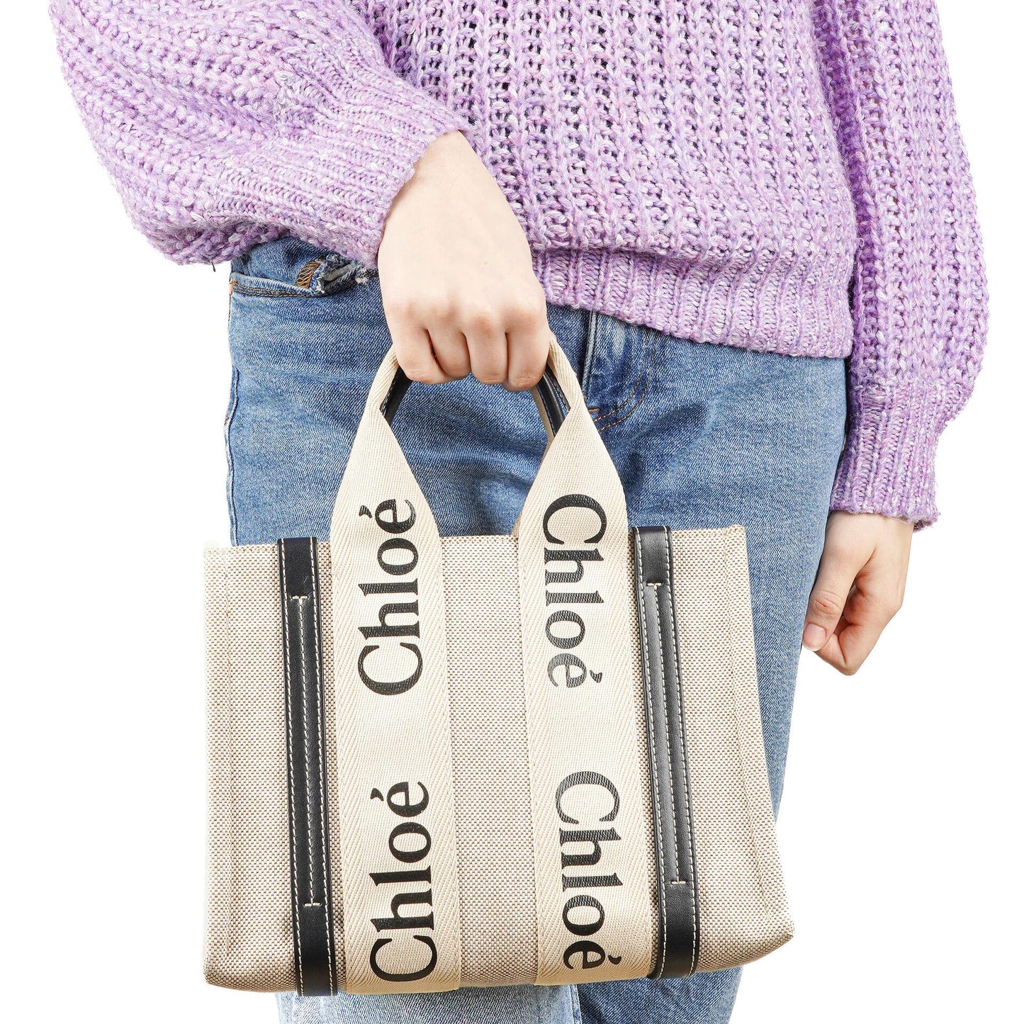 Chloé Kleine Woody Leinen Tote Bag