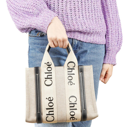 Chloé Kleine Woody Leinen Tote Bag