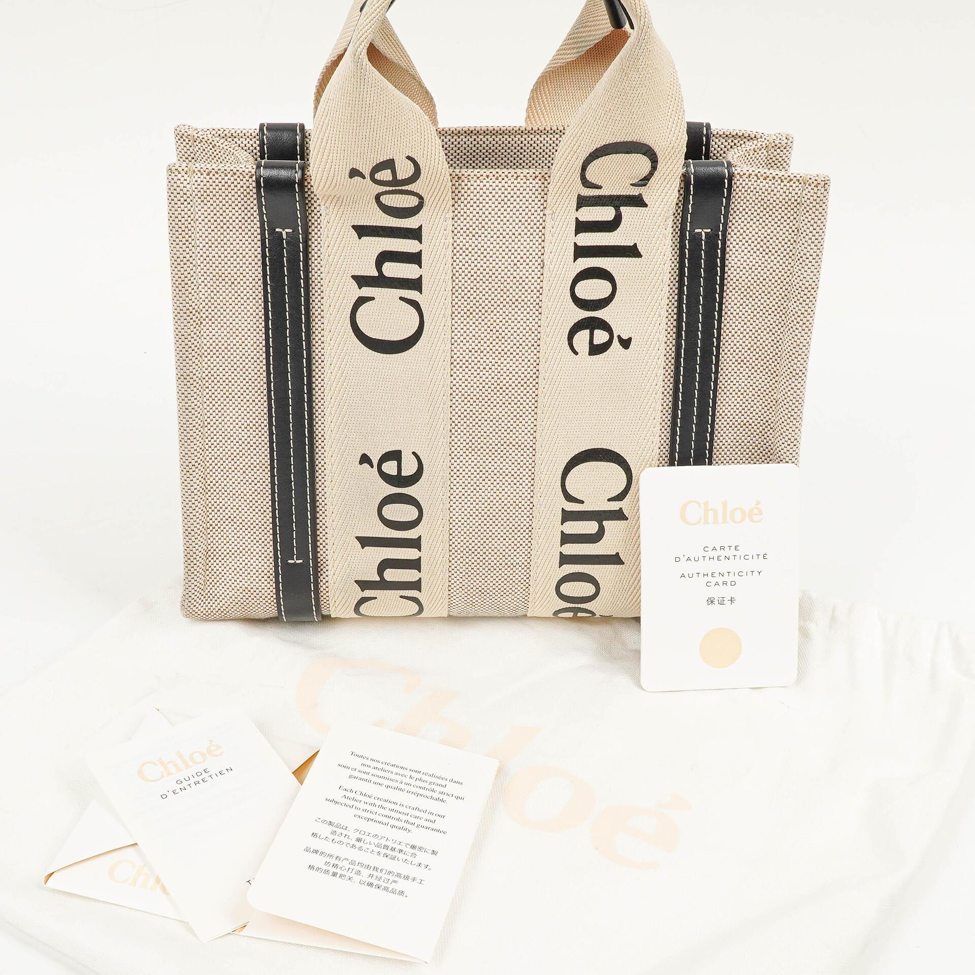 Chloé Kleine Woody Leinen Tote Bag