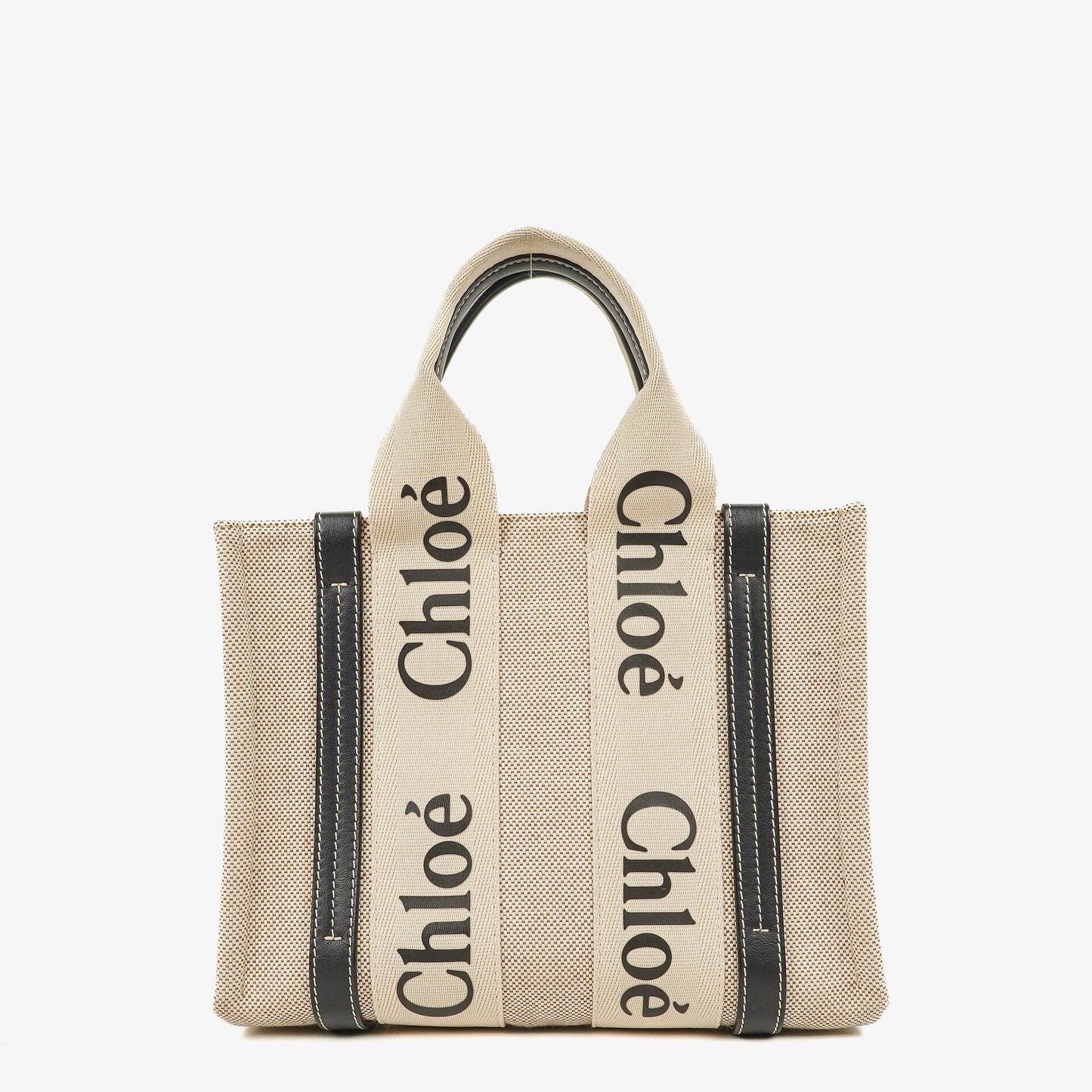 Chloé Small Woody Tote Bag aus Leinen
