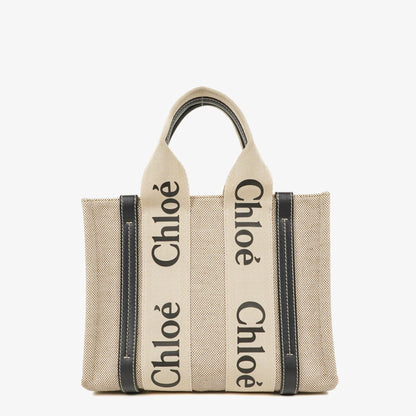 Chloé Small Woody Tote Bag aus Leinen